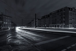 Müggelheimer Straße in Köpenick ohne Straßenbeleuchtung und Ampeln (Stromausfall)