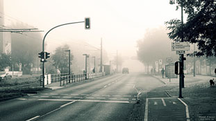 Müggelheimer Straße im Nebel