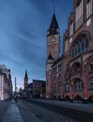 Alt-Köpenick und Rathaus Köpenick bei Nacht ohne Beleuchtung (Stromausfall)